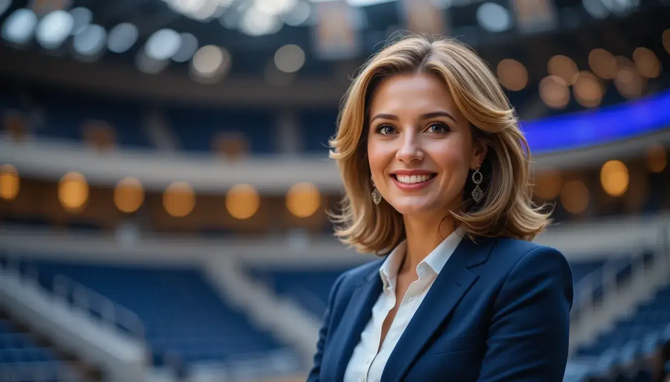 Jill Urbanus Pitino smiling at a basketball event representing her life as Richard Pitino's wife and community leader