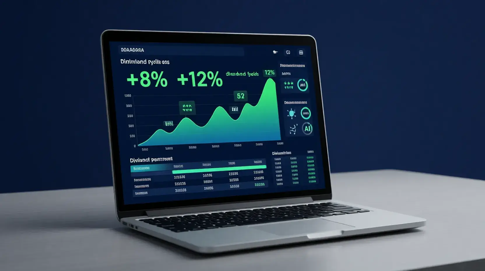 Passive stock investing dashboard showing dividend growth charts and automated portfolio management system