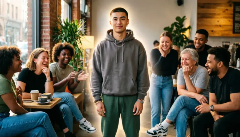 What does rizz mean concept showing confident Gen Z man with glowing charisma aura